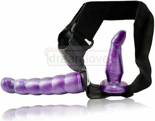 Baile Ultra Female Harness Anal & Vaginal Harness με Διπλό Dildo σε Μωβ Χρώμα