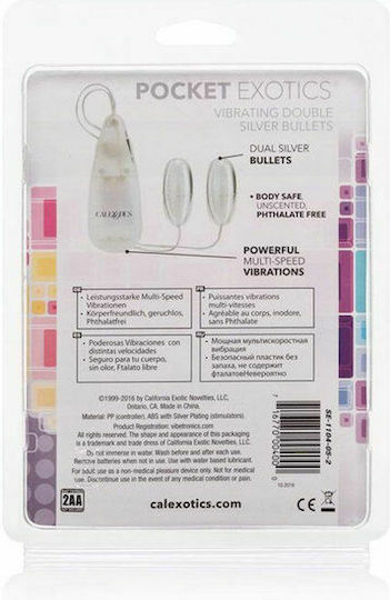 Calexotics Multi-Speed Vibrating Double Bullets Bile vaginale cu vibrație Argintiu