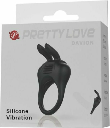 Pretty Love Davion Rabbit Vibrator Ring Vibrating Cock Ring Schwanz Silikon Schwarz