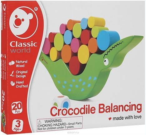 Classic World Παιχνίδι Στοίβαξης Crocodile Balancing από Ξύλο για 36+ Μηνών