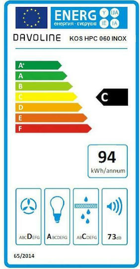 Davoline KOS HPC Απορροφητήρας Καμινάδα 60cm Μαύρος