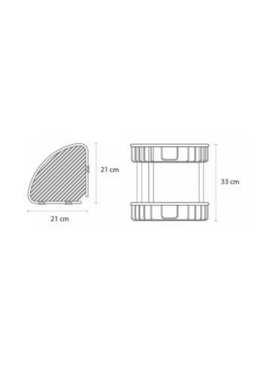 Karag Reti Corner Wall Mounted Bathroom Shelf Metallic with 2 Shelves 21x21x33cm Black