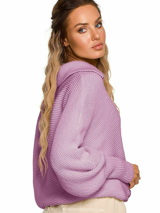 MOE Damen Langarm Pullover Lila