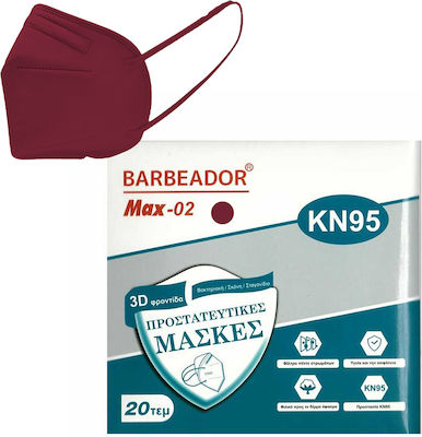 Max Barbeador Max-02 Disposable Protective Mask FFP2 Burgundy 20pcs