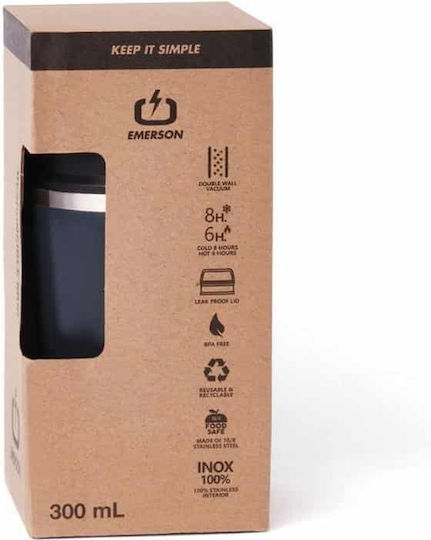 Emerson Ανακυκλώσιμο Ποτήρι Θερμός Ανοξείδωτο BPA Free 300ml Blue Black