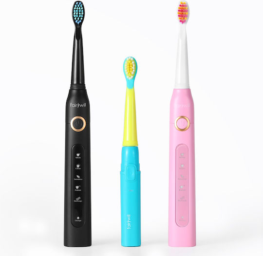 FairyWill Family Bundle Periuță de dinți electrică cu Temporizator Black, Pink & Aqua