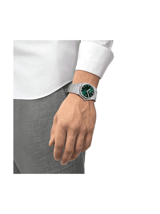 Tissot PRX Ρολόι Μπαταρίας με Ασημί Μεταλλικό Μπρασελέ