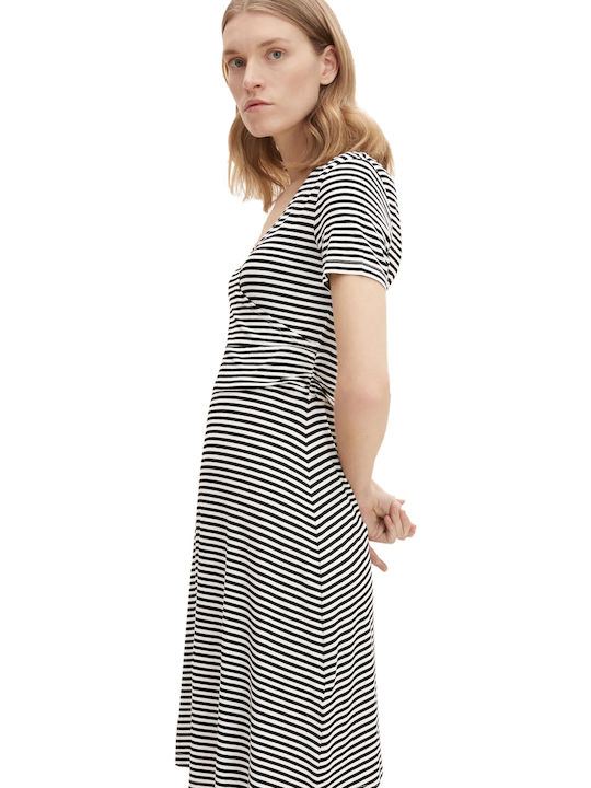 Καλοκαιρινό Mini Φόρεμα Κρουαζέ Black Horizontal