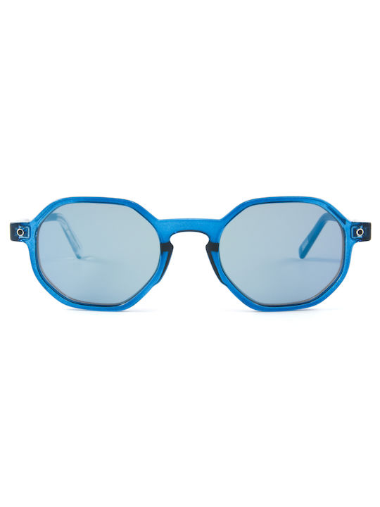 Snob Milano Vot Sunglasses with Blue Plastic Frame and Blue Mirror Lens SN163C003Z