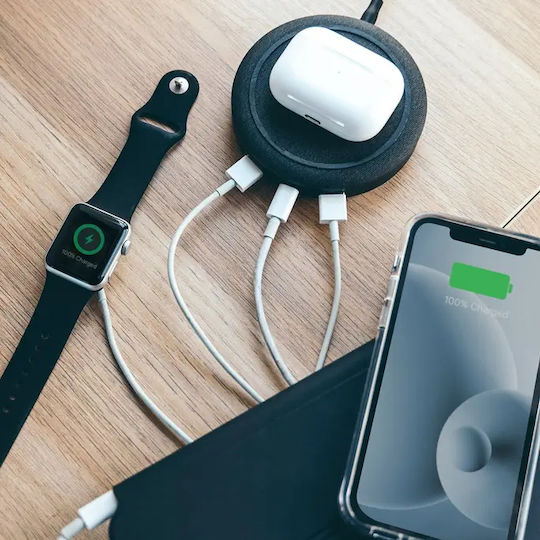 Mophie с 2 USB-A порта и USB-C порт 10W Черен (Charging Hub)