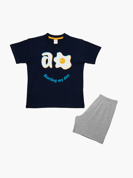 Minerva Set Top & Bottom Kids Summer Cotton Pyjamas Blue