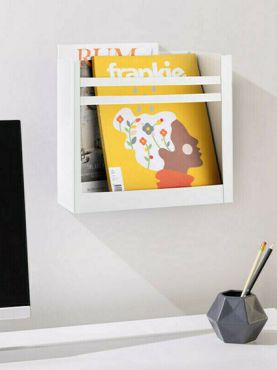 Navaris Metallic Magazine Rack White 30x11x27cm