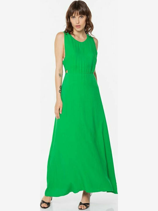 Summer Maxi Dress for Wedding - Christening Open Back Green