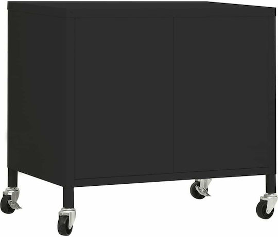 Metallisches Büroaufbewahrungsschubladenschrank mit Rädern Schwarz 60x35x49cm