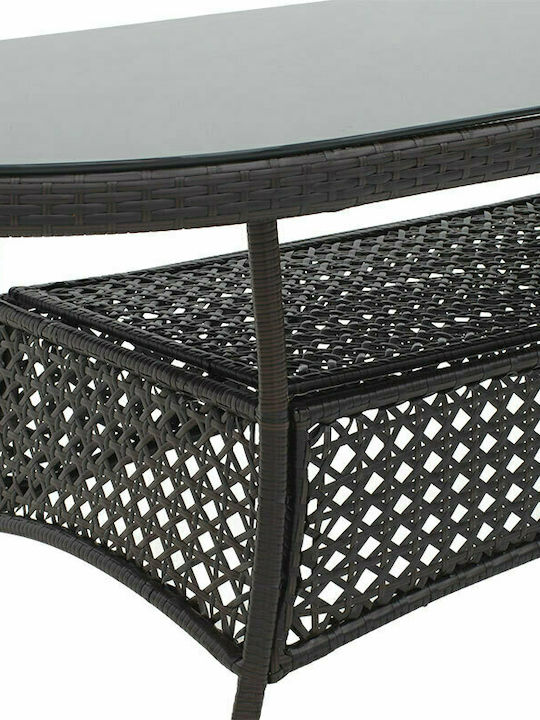 Masa pentru spații exterioare Rattan cu suprafață din sticlă Cellin CAFE 160x80x77buc