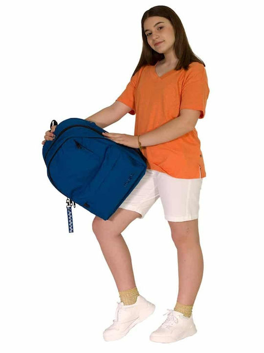 Must Team Monochrome Double Blue School Bag Backpack Junior High-High School Blue with Water Bottle Holder 25Liters