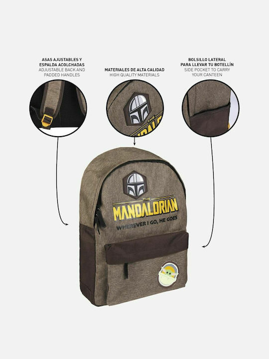 Cerda Star Wars Mandalorian Yoda Der Mandalorianer Schulranzen Rucksack Grundschule Braun mit Flaschenhalter