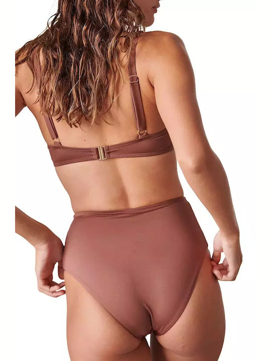 Blu4u Triangle Bikini Top with Adjustable Straps Brown