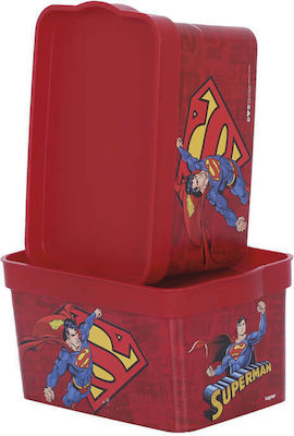 TnS Superman Kids Lunch Plastic Box 2.3lt Red