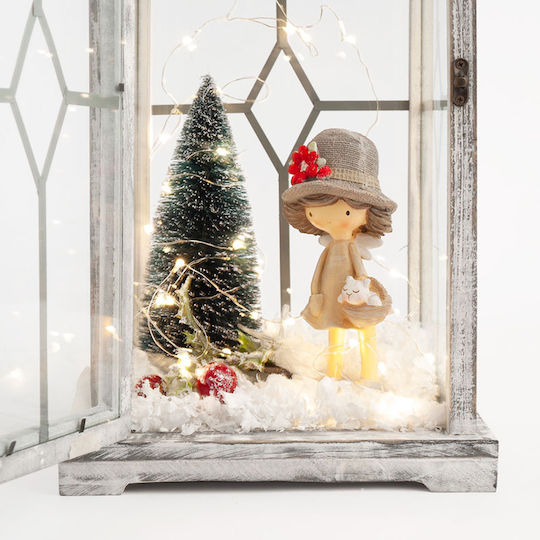 Parisis Christmas Wood Gray Battery Lantern 50x24cm 3pcs