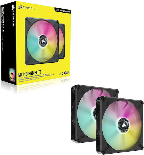 Corsair iCUE ML140 RGB Elite Premium Case Fan (1600rpm / 82.9cfm) με Σύνδεση 4-Pin PWM 2τμχ