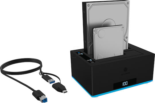 Icy Box Docking Station for 2 Hard Drives SATA 3.5" / 2.5" with Connection USB 3.1 / USB-C (IB-127CL-U3)