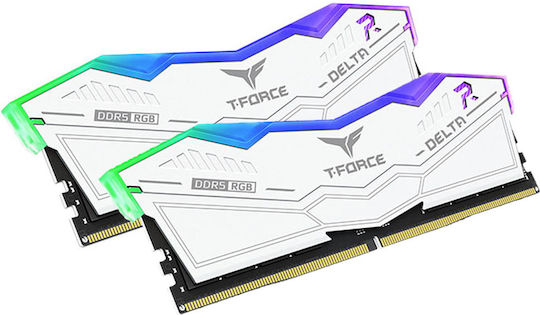 TeamGroup Delta RGB White 32GB DDR5 RAM cu Viteză 6400 pentru Desktop