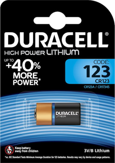 Duracell Ultra Μπαταρία Λιθίου CR123 3V Μιας Χρήσης (Long Life) 1τμχ
