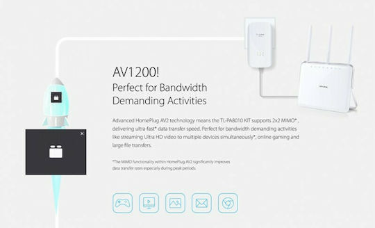TP-LINK TL-PA8010 Kit v1 Powerline Διπλό για Ενσύρματη Σύνδεση και Θύρα Gigabit Ethernet