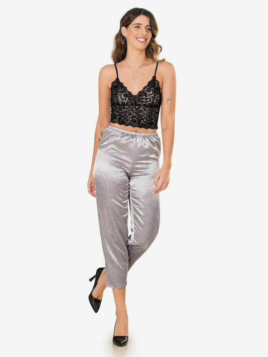 Moongirl Sommer Damen Pyjama-Set Satin Gray