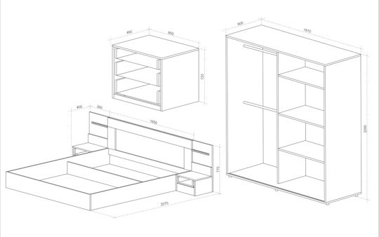 Adel Bedroom Furniture Set 160x200cm 4 Pieces Adel Bedroom Furniture Set 160x200cm 4 Pieces