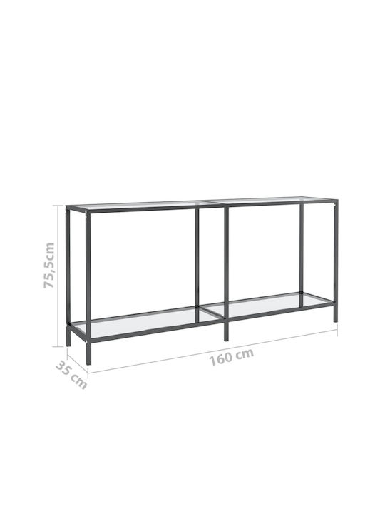 Конзолна маса Метална със Стъклено Покритие Transparent Д160xШ35xВ75.5cm