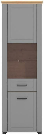 Valencia 1K VS1 De podea Vitrină de living din MDF cu Sticlă Grey / Artisan Oak / Grey Matt 60.5x41x194.5cm