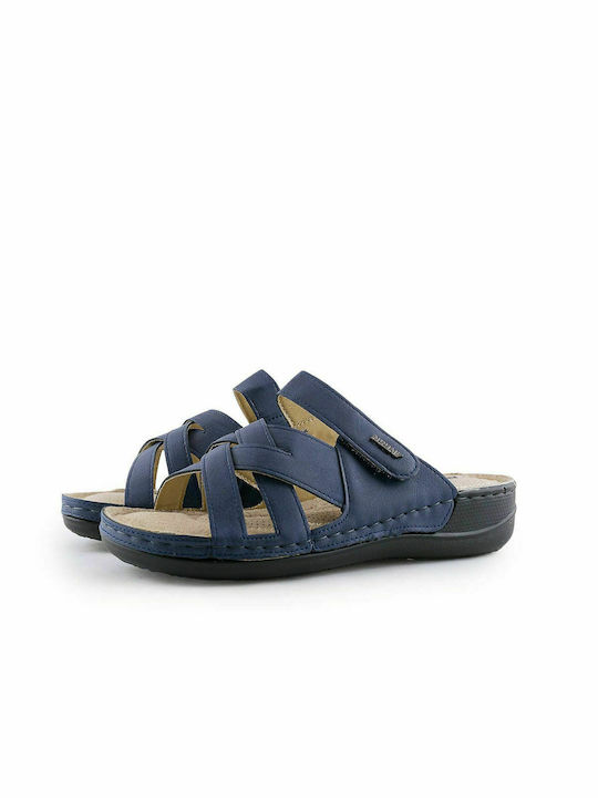 Antrin Ios Leather Women's Flat Sandals Anatomic in Blue Color