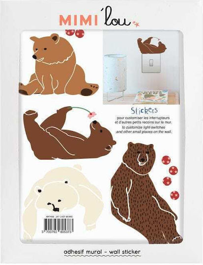Mimi'lou Детска стикерна за стена Стена Lazy Bears Колоритен 26x19бр