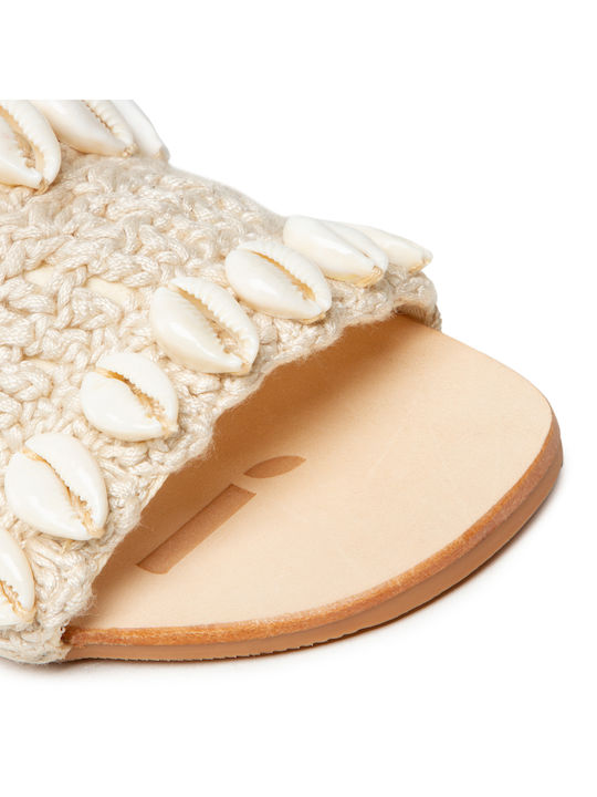Leather Women's Flat Sandals Natural