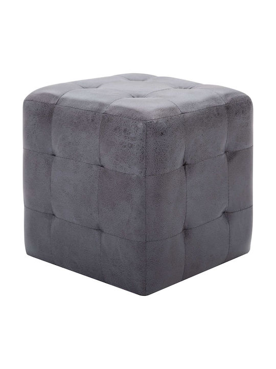 Noptiere cu Piele Ecologică Gri 2buc 30x30x30cm