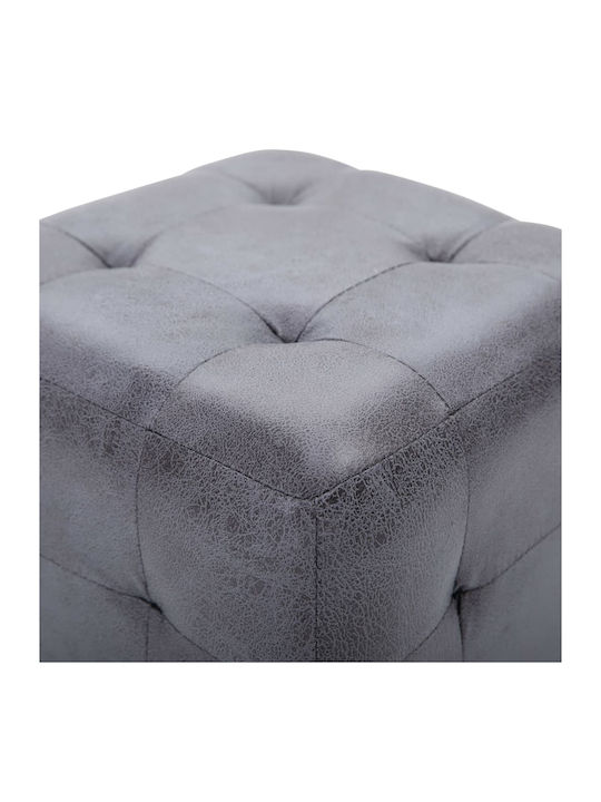 Noptiere cu Piele Ecologică Gri 2buc 30x30x30cm