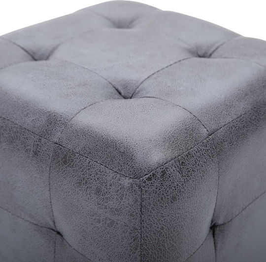 Noptiere cu Piele Ecologică Gri 2buc 30x30x30cm