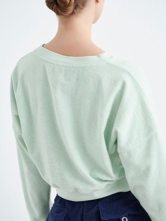 SugarFree Cropped Γυναικείο Φούτερ Light Mint Green