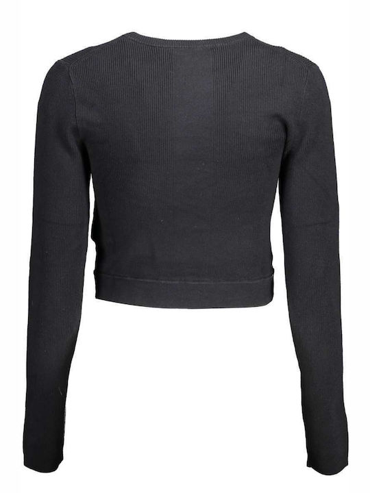 Calvin Klein Damen Crop Top Langärmelig Schwarz