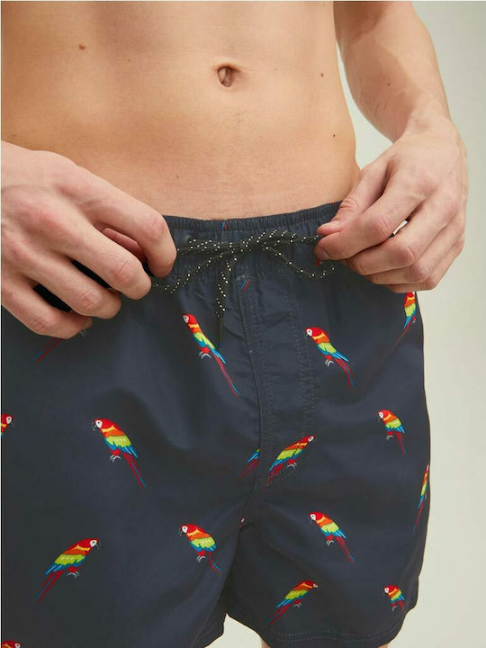 Crete Men's Swimwear Shorts Navy Blue with Patterns