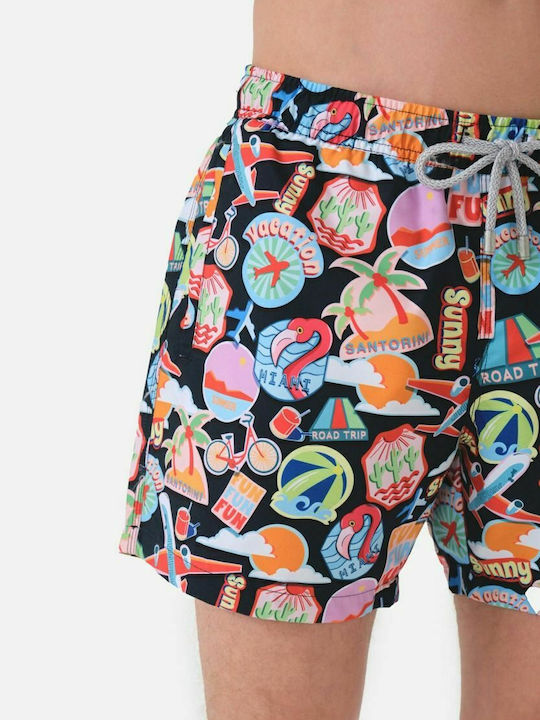 Vacation Men's Swimwear Shorts Multicolour with Patterns