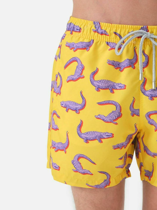 Crocodile Herren Badebekleidung Shorts Gelb mit Mustern