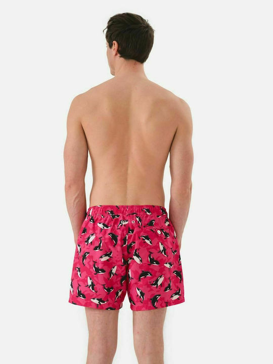 John Frank Orchos Herren Badebekleidung Shorts Fuchsie mit Mustern