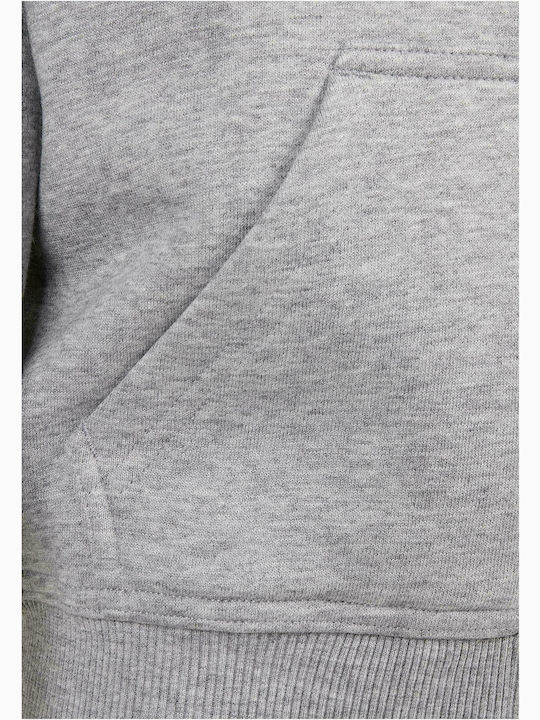 Fleece Kinder-Sweatshirt Strickjacke mit Kapuze und Taschen Grau