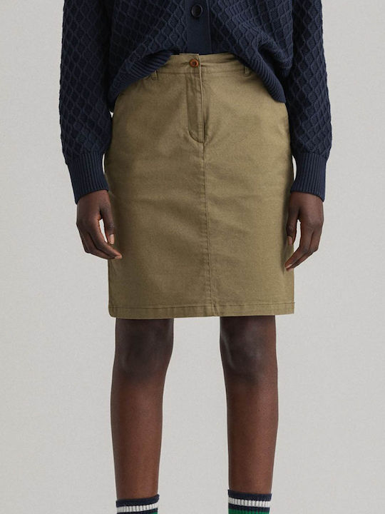 Denim Pencil High-waisted Mini Skirt Khaki