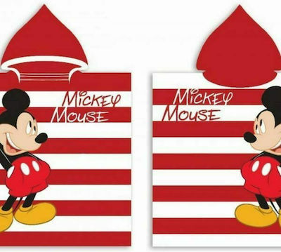 Dimcol Disney 11 Digital Print Παιδικό Πόντσο Θαλάσσης Mickey Κόκκινο 100 x 50εκ.