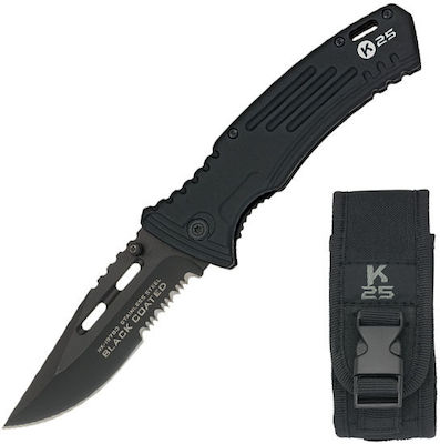 K25 Pocket Knife Black with Blade made of Stainless Steel in Sheath