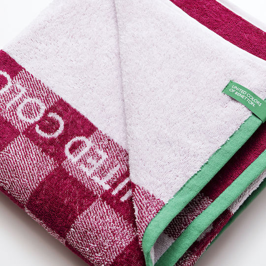 Benetton Squares Kinder-Strandtuch Rosa 140x70cm
